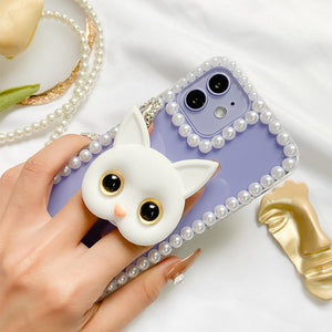 🐱3D Cute Kitten Phone Holder with mini Mirror
