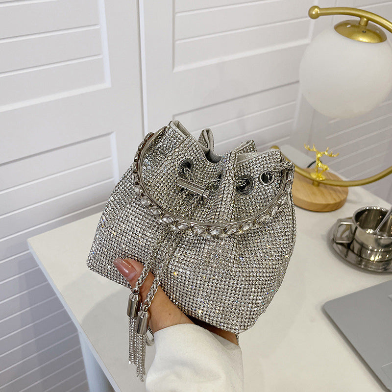 Diamond Drawstring Bucket Bag