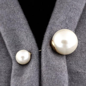 Women Vintage Pins Double Head Simulation Pearl Big Brooches, 5PCs