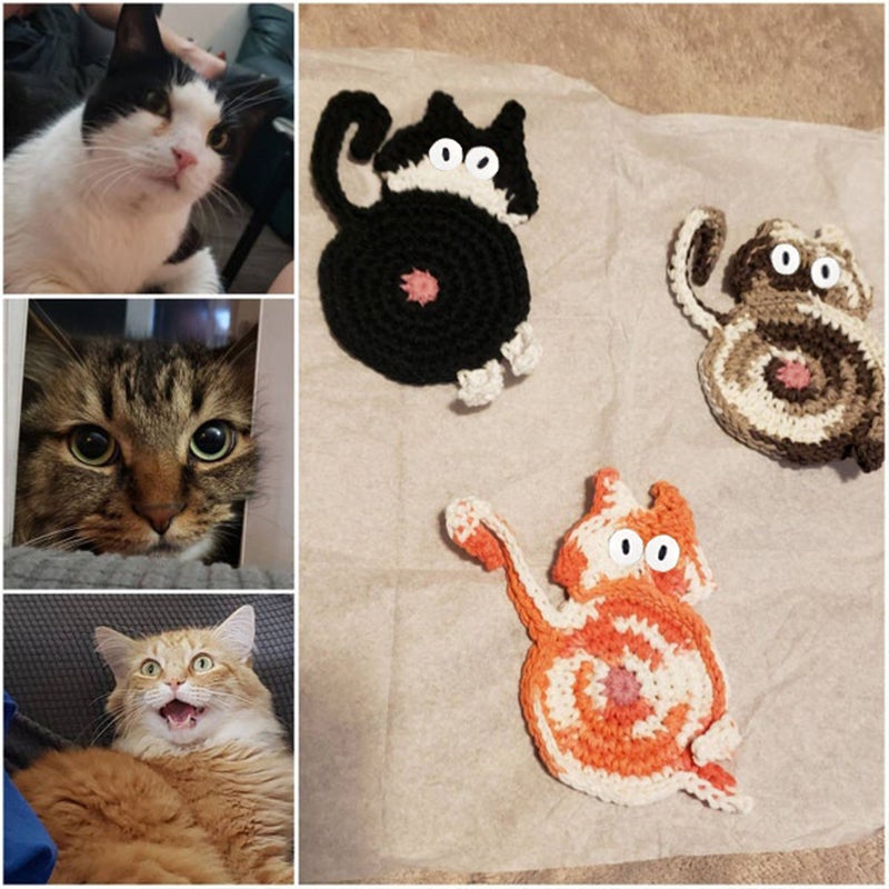 🐱Cute Knitted Kitten Butt Coasters
