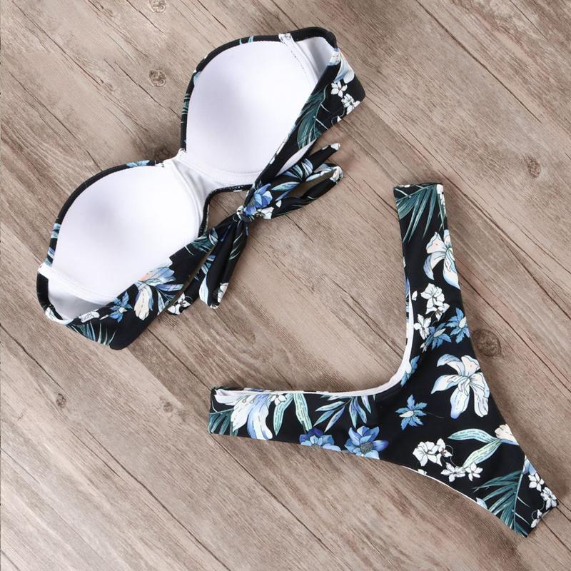 Leopard bikini set push up swimsuit female summer