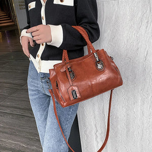 New oil wax leather handbags Boston soft leather big tote bag