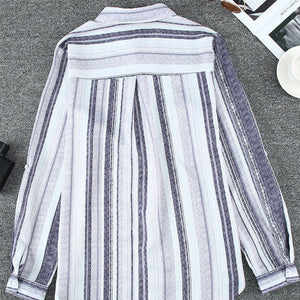 Striped Lapel Long Sleeve Shirt