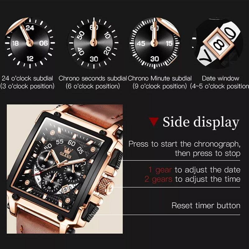 Luminous Luxury Square Business Automatic Mechanical Watch