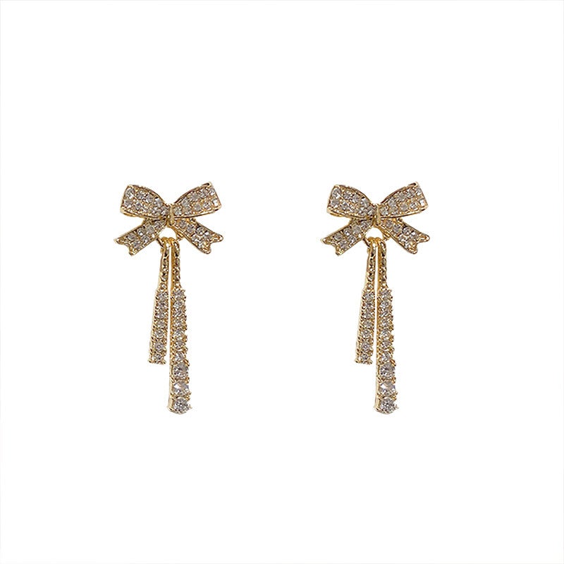 Fringe and Bow Earrings, 1 pair