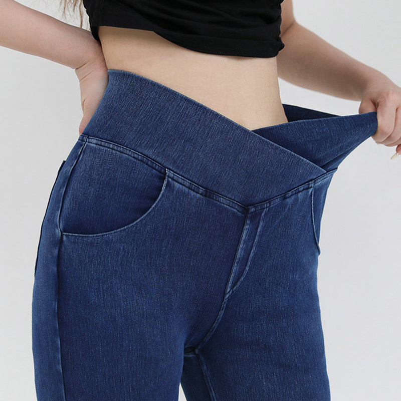 🔥Stretchy Denim High Waisted Crossover Flare Pants👖