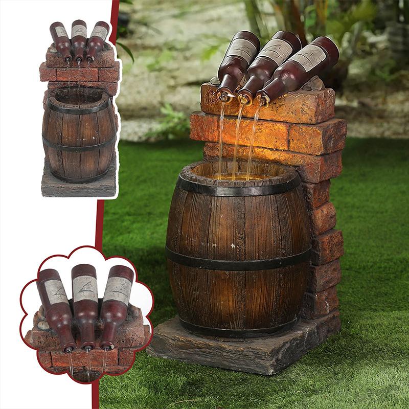 Wine Bottle and Barrel Outdoor Fountain infinitias