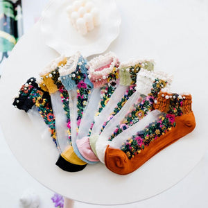 Summer Breathable Vintage Pearl Socks
