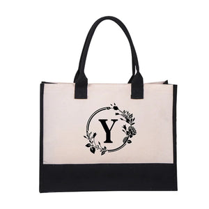 🎁Perfect Gift-Letter Canvas Bag Women Hit Color Simple Shoulder Shopping Tote Handbag