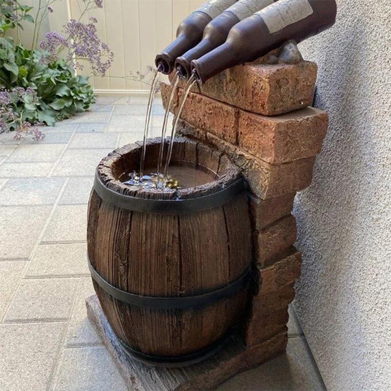 Wine Bottle and Barrel Outdoor Fountain infinitias