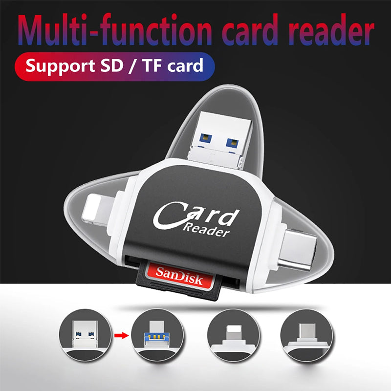 Multi-Port 4 in1 Universal SD TF Card Reader