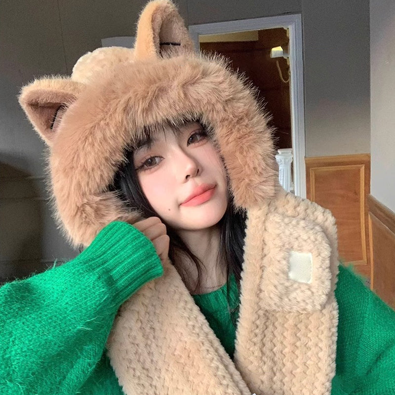 🦊Cute Fox Ears 2-in-1 Hat and Scarf🧣