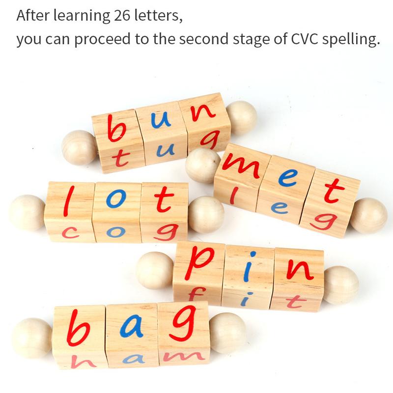 Montessori Alphabet Wooden Educational Phonetic Reading Blocks