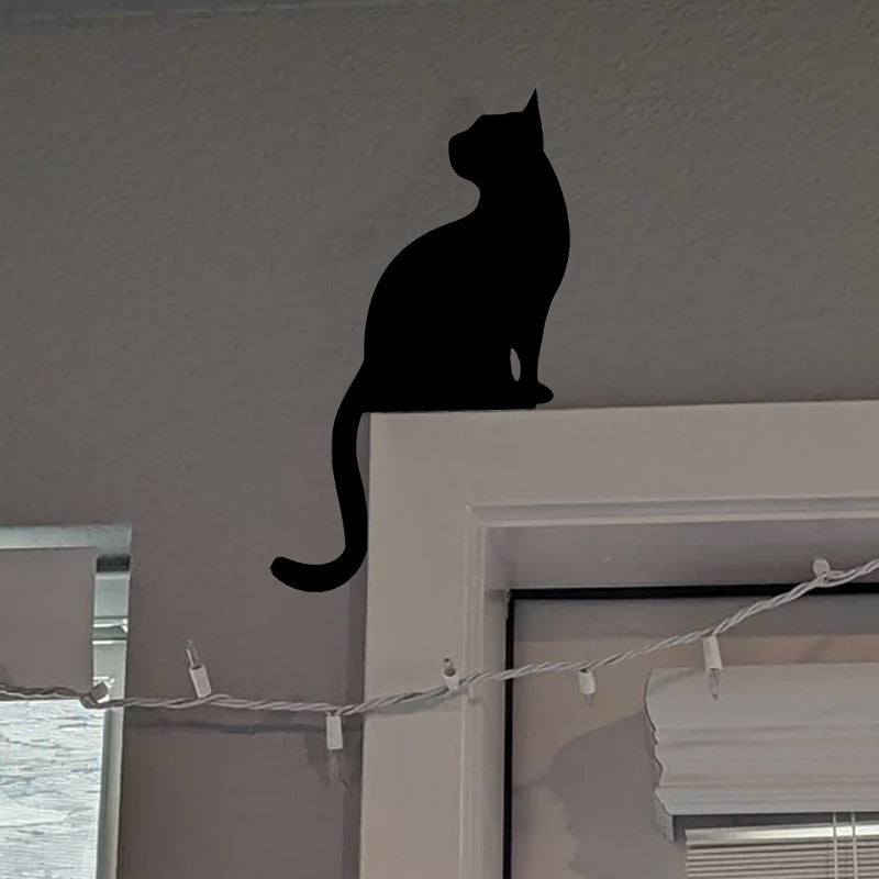 Black Cat Door Corner Sign Decoration