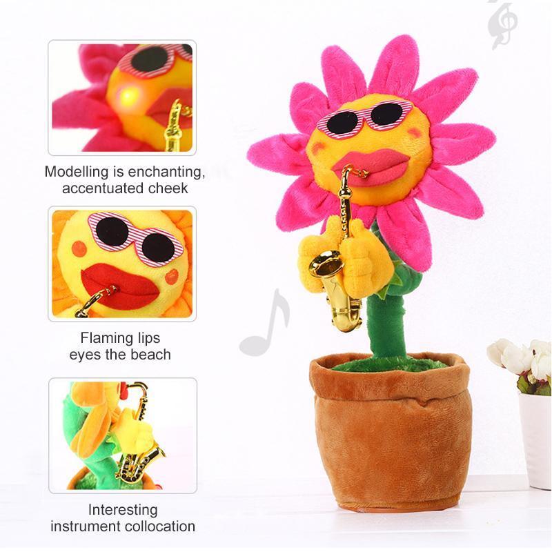 Sunflower singer with saxophone, funny toy