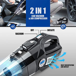 4-in-1 Portable Car Vacuum Cleaner, with LCD Display