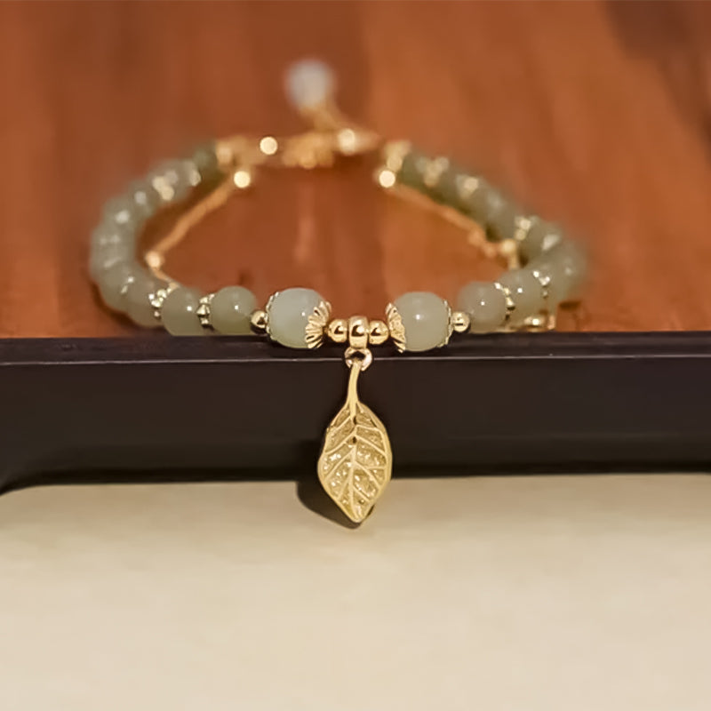 🔥Last Day Promotion 50% OFF💞 Hetian Jade Gold Leaf Bracelet