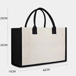 🎁Perfect Gift-Letter Canvas Bag Women Hit Color Simple Shoulder Shopping Tote Handbag