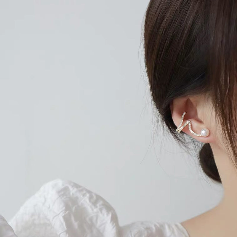 Zircon Pearl Ear Clamp, 1 pair