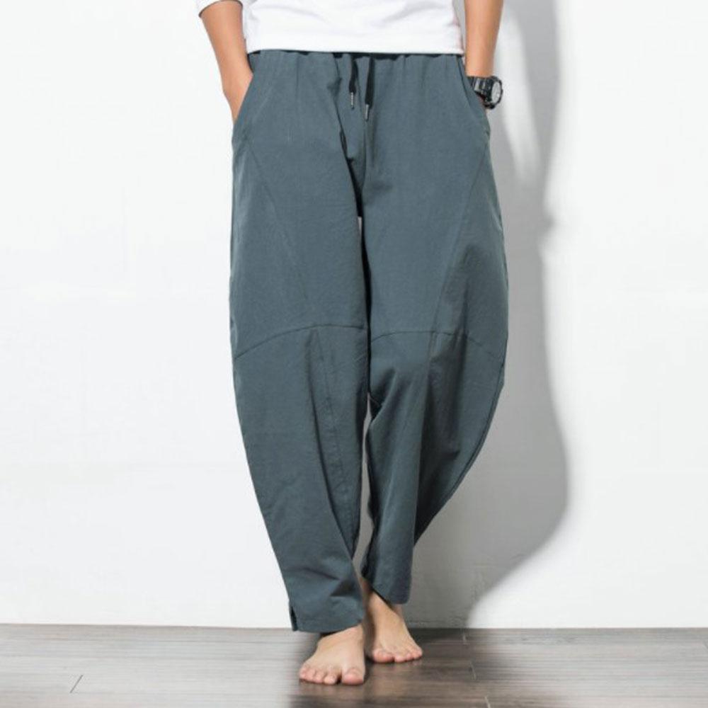 Men's Summer Casual Cotton Baggy Harem Pants