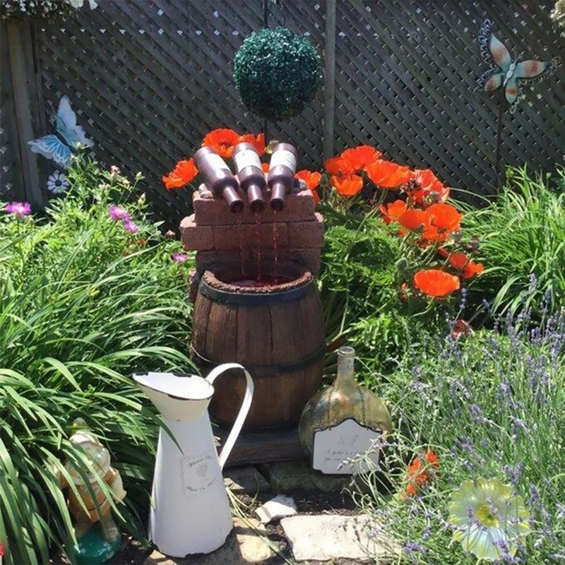 Wine Bottle and Barrel Outdoor Fountain infinitias