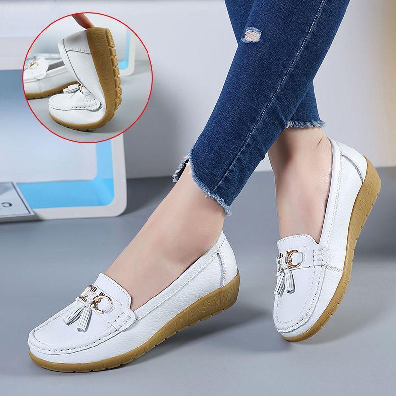 Women’s Leather Loafers Breathable Slip on Driving Shoes