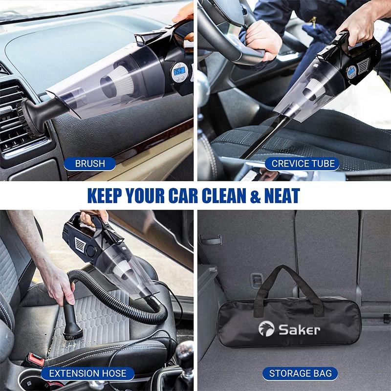 4-in-1 Portable Car Vacuum Cleaner, with LCD Display