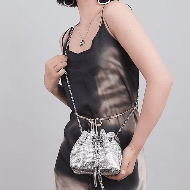 Diamond Drawstring Bucket Bag