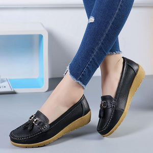 Women’s Leather Loafers Breathable Slip on Driving Shoes
