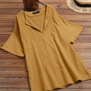 Solid Color V-Neck Shirt