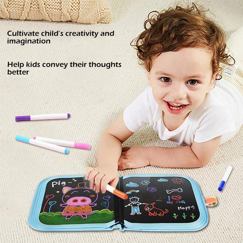 Portable Erasable Doodle Pad Drawing Pad (12 Pens Included)