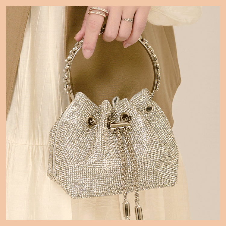 Diamond Drawstring Bucket Bag