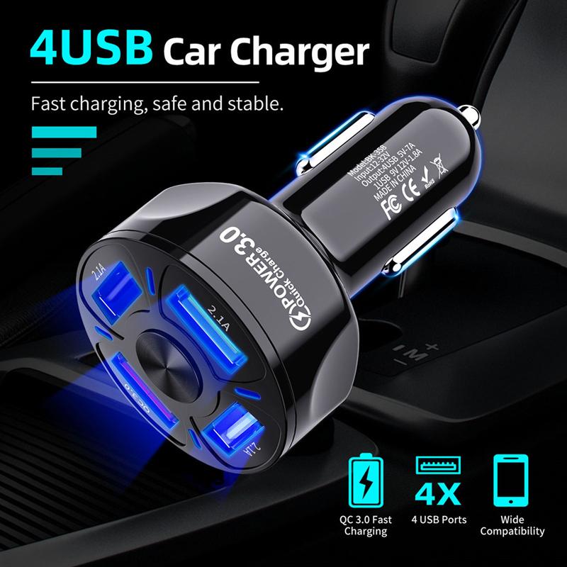 4 Ports USB Car Charge Fast Charging