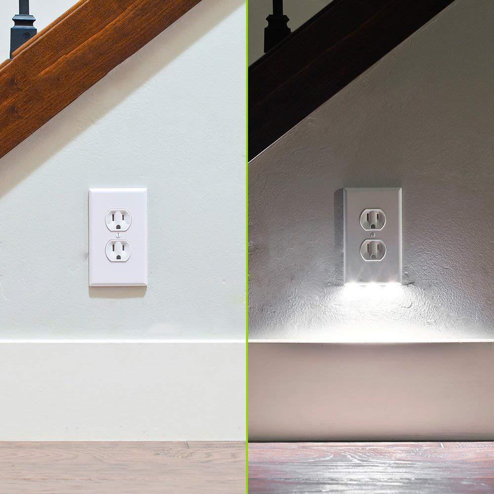 Outlet Wall Plate With Night Lights-No Batteries or Wires