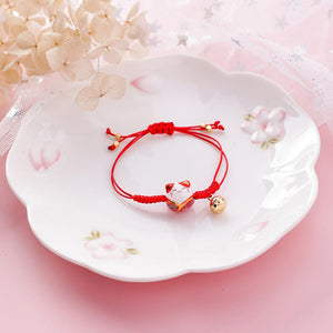Hand Crafted Lucky Cat Knotted Bracelet
