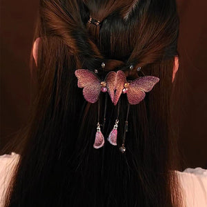 Temperament Butterfly Rhinestone Tassel Hair Clip