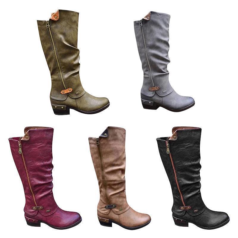 Womens Western Cowboy Knee Boots Punk Boots