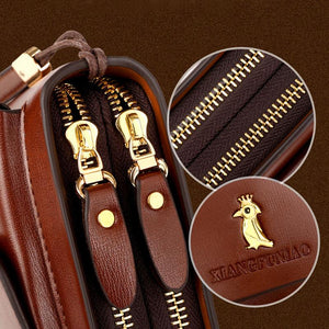 Double Zipper Clutch Wallet for Men