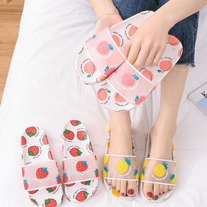Transparent Fruits Pattern Flat Sandals