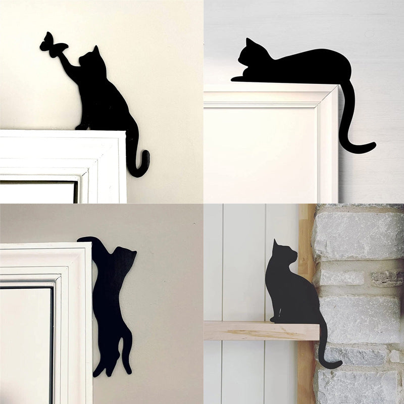 Black Cat Door Corner Sign Decoration infinitias