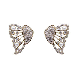 Butterfly Earrings With Pearls And Diamonds