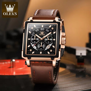 【Olevs】Luminous Luxury Square Business Automatic Mechanical Watch
