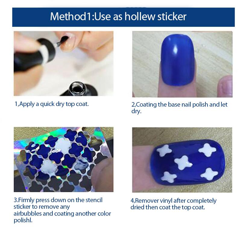 Hollow Nail Stencil DIY Stickers Kit