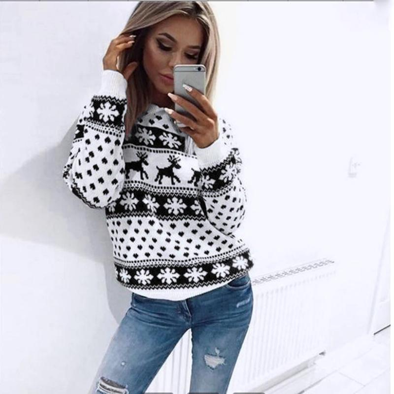 Women New Christmas Xmas Knitted Pullover Sweater